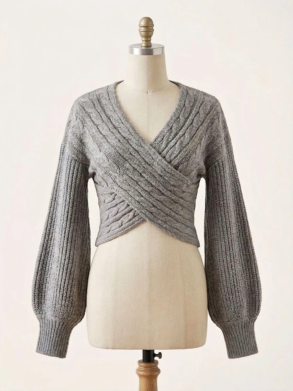 Fashion Nova Warmest Occasion Wrap Sweater Gray Knit